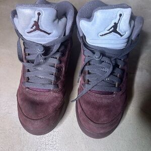 Jordan Kids Burgundy and Gray Sneakers